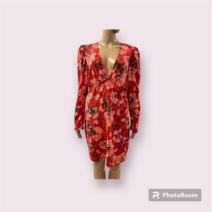 H&M patterned Puff-sleeved Dress size L